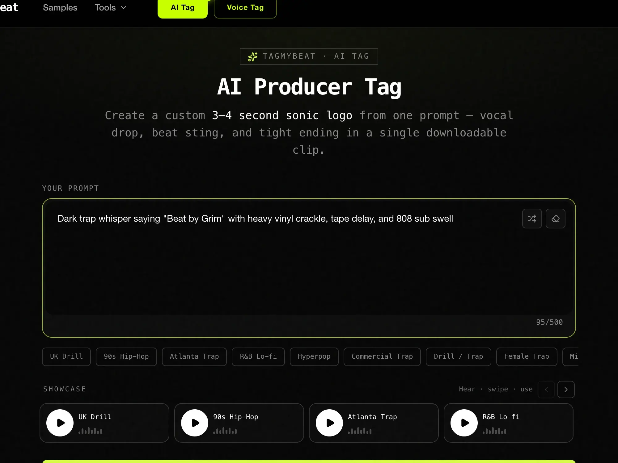 TagMyBeat AI Voice Tag Prompt Workbench
